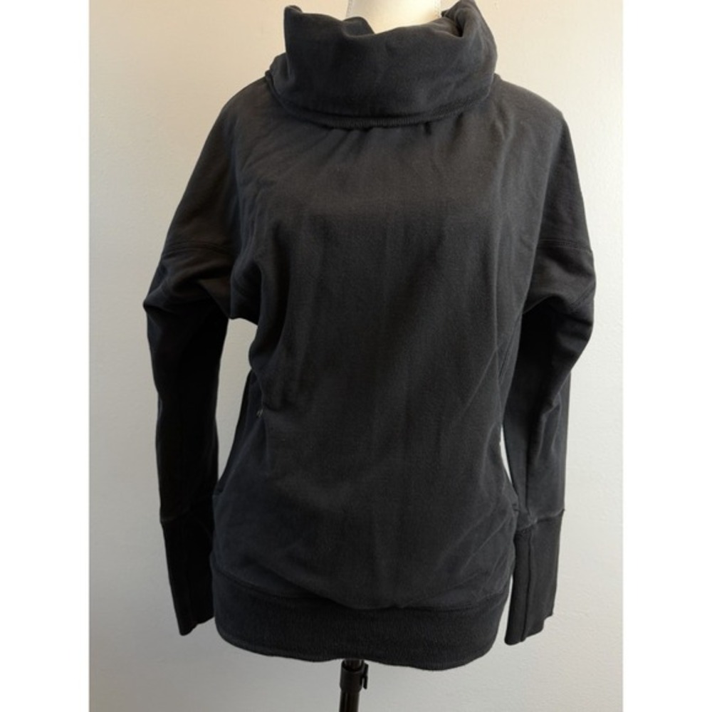 Lululemon Scub Hoodie Funnel Neck Pullover Y2K Size 6 Black *Pulse Logo